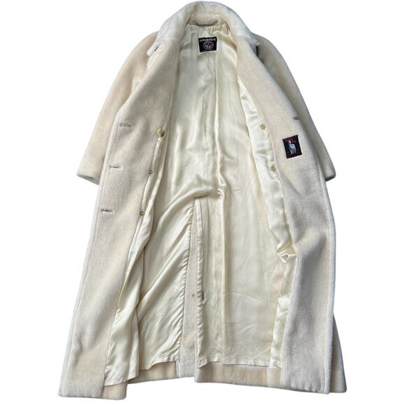 Vintage Invertere Cream 100% Alpaca Pile Trench Coat Satin Lined Women’s XL - Picture 5 of 13